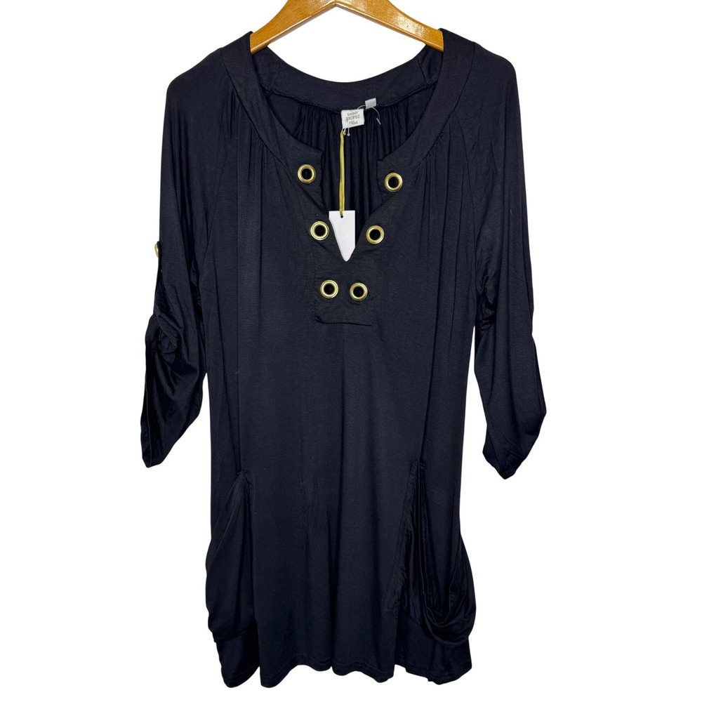 Saint Tropez West Beach Cover Up Medium Black NEW